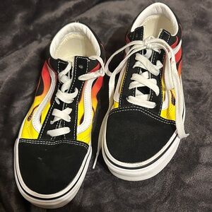 Vans Sneakers with Flame Design - Black, Red, Yellow